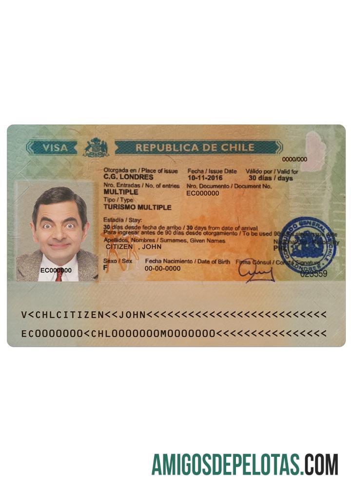 Visto de Turismo no CHILE modelo